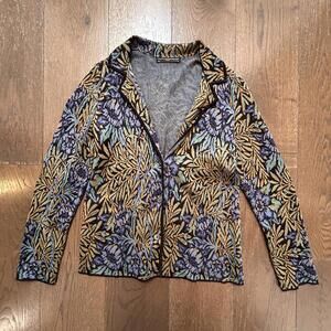 Peruvian Connection Cardigan Sweater Floral Pima Cotton Cardigan Medium